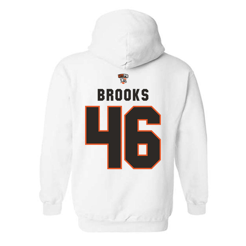 UTPB - NCAA Football : Datron Brooks - White Replica Shersey Hooded Sweatshirt