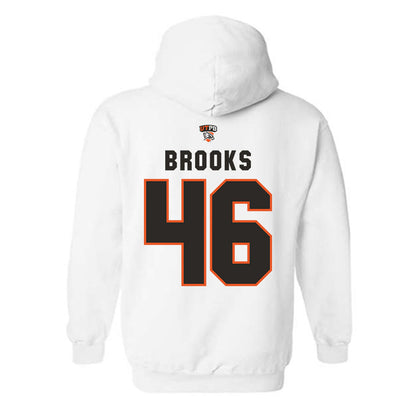 UTPB - NCAA Football : Datron Brooks - White Replica Shersey Hooded Sweatshirt