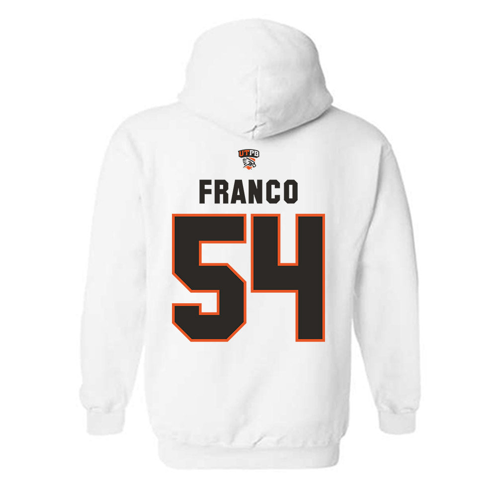 UTPB - NCAA Football : Eric Franco - White Replica Shersey Hooded Sweatshirt