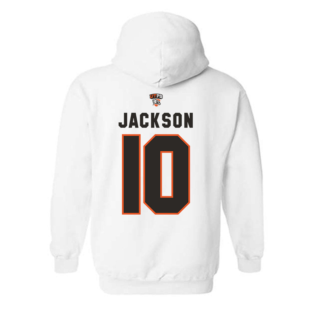 UTPB - NCAA Football : Malik Jackson - White Replica Shersey Hooded Sweatshirt