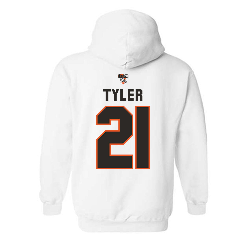 UTPB - NCAA Football : Jaques Tyler - White Replica Shersey Hooded Sweatshirt