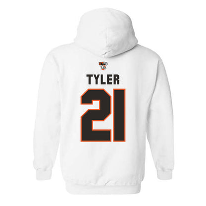 UTPB - NCAA Football : Jaques Tyler - White Replica Shersey Hooded Sweatshirt