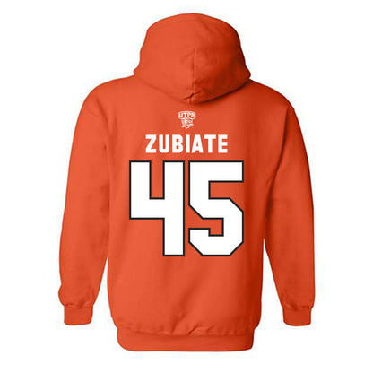 UTPB - NCAA Football : Matthew Zubiate - Orange Replica Shersey Hooded Sweatshirt