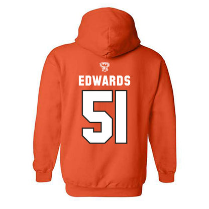 UTPB - NCAA Football : Heston Edwards - Orange Replica Shersey Hooded Sweatshirt