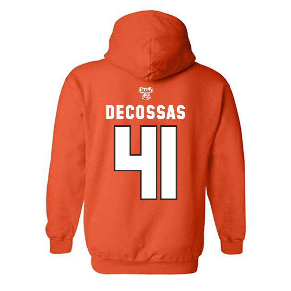 UTPB - NCAA Football : Hayden Decossas - Orange Replica Shersey Hooded Sweatshirt