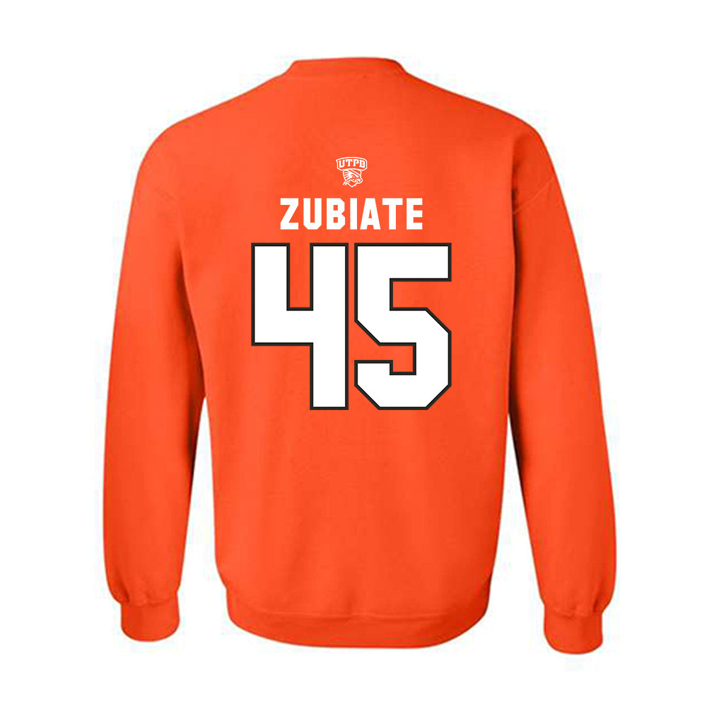 UTPB - NCAA Football : Matthew Zubiate - Orange Replica Shersey Sweatshirt