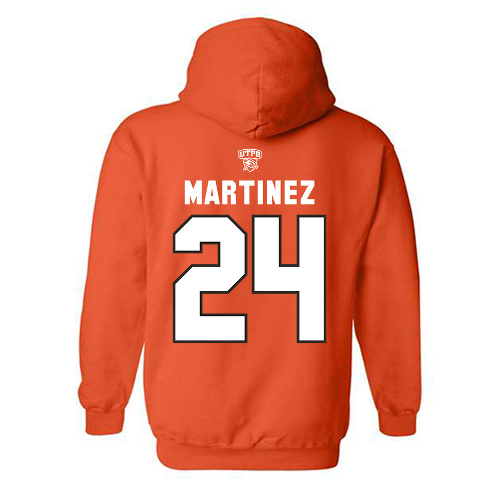 UTPB - NCAA Football : Cristian Martinez - Orange Replica Shersey Hooded Sweatshirt