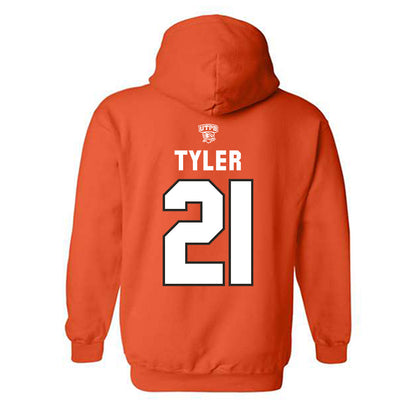 UTPB - NCAA Football : Jaques Tyler - Orange Replica Shersey Hooded Sweatshirt