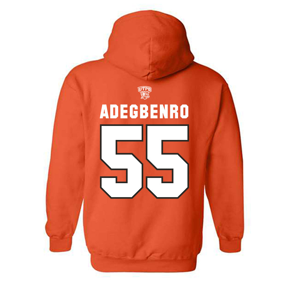 UTPB - NCAA Football : David Adegbenro - Orange Replica Shersey Hooded Sweatshirt