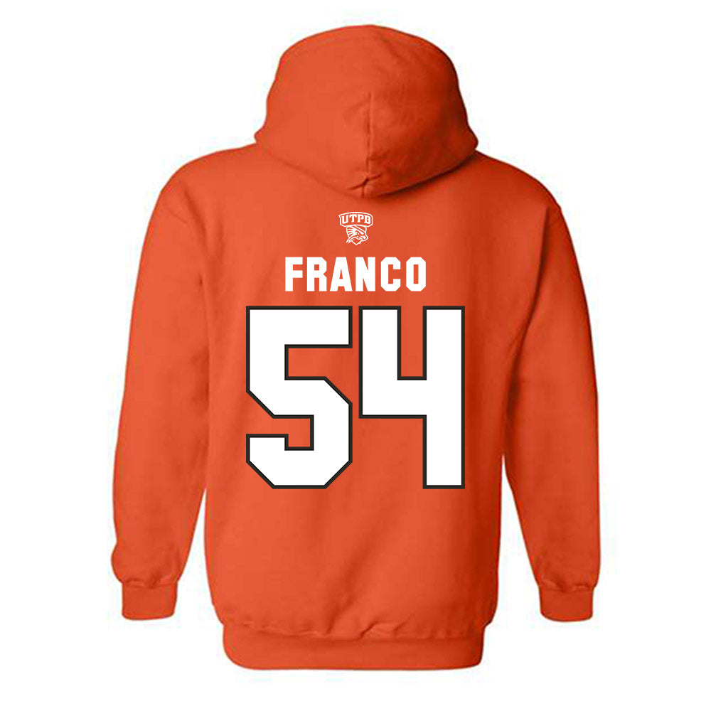 UTPB - NCAA Football : Eric Franco - Orange Replica Shersey Hooded Sweatshirt
