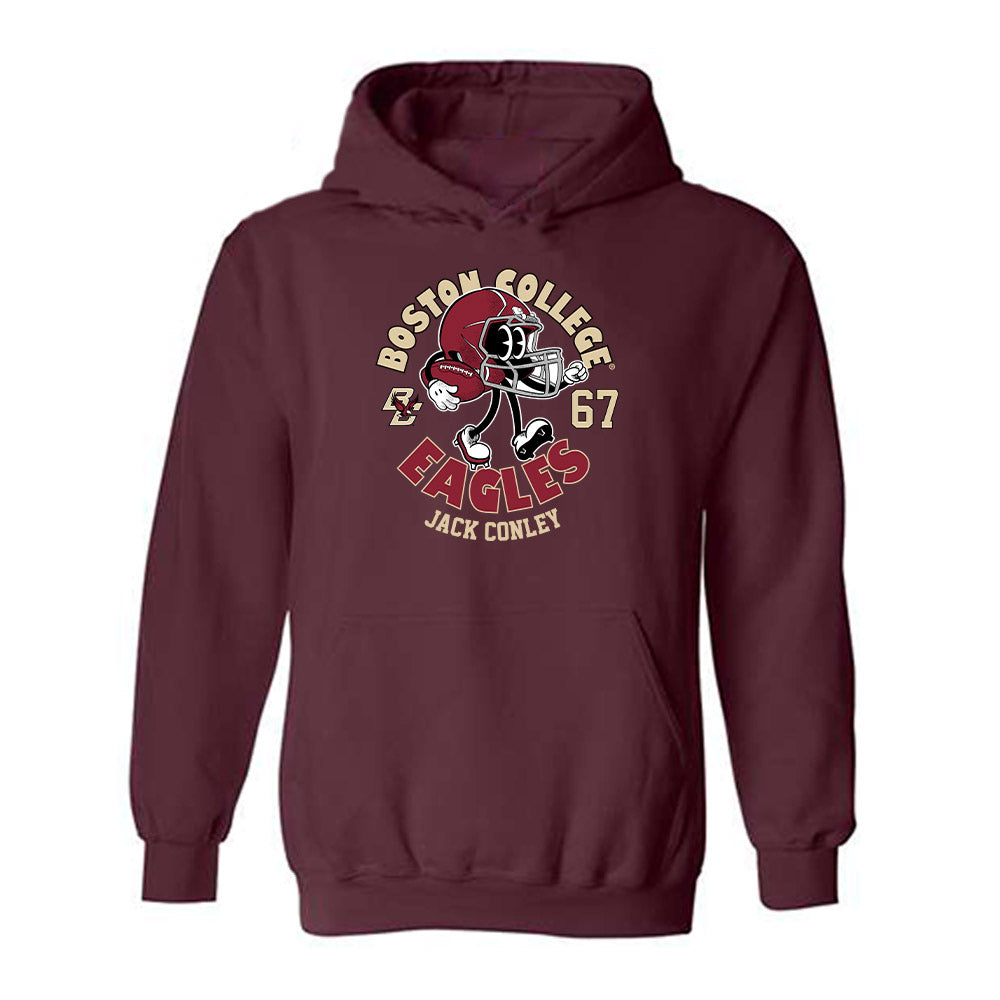 Boston College - NCAA Football : Jack Conley - Maroon Fashion Shersey Hooded Sweatshirt