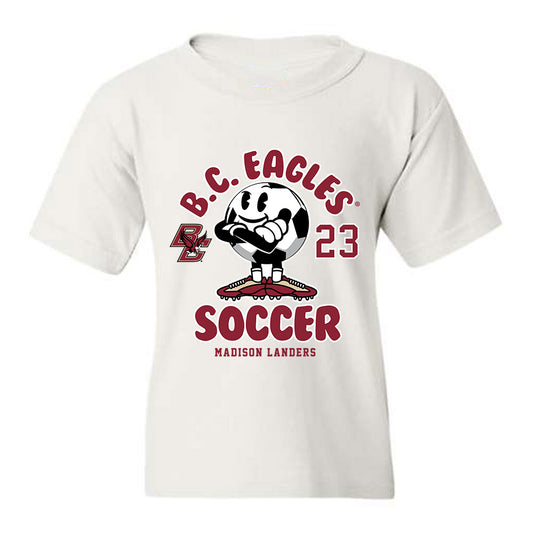 Boston College - NCAA Women's Soccer : Madison Landers - White Fashion Youth T-Shirt