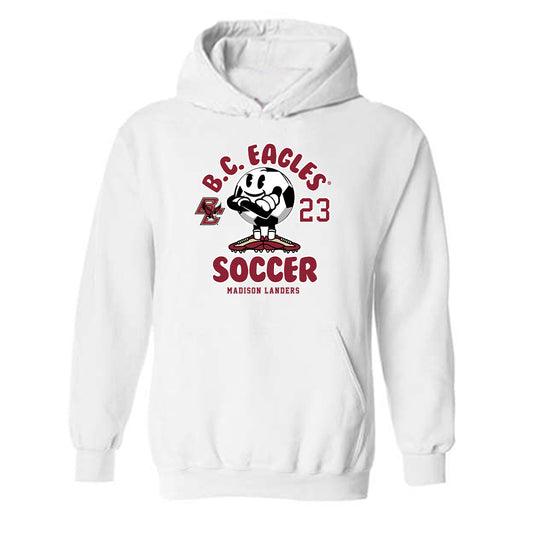 Boston College - NCAA Women's Soccer : Madison Landers - White Fashion Hooded Sweatshirt