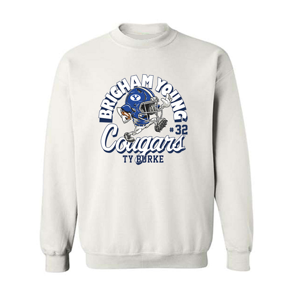 BYU - NCAA Football : Ty Burke - White Fashion Shersey Sweatshirt