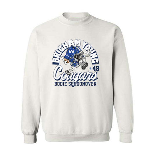 BYU - NCAA Football : Bodie Schoonover - White Fashion Shersey Sweatshirt