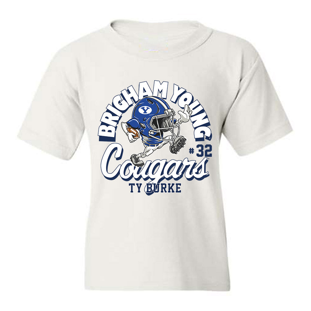 BYU - NCAA Football : Ty Burke - White Fashion Shersey Youth T-Shirt