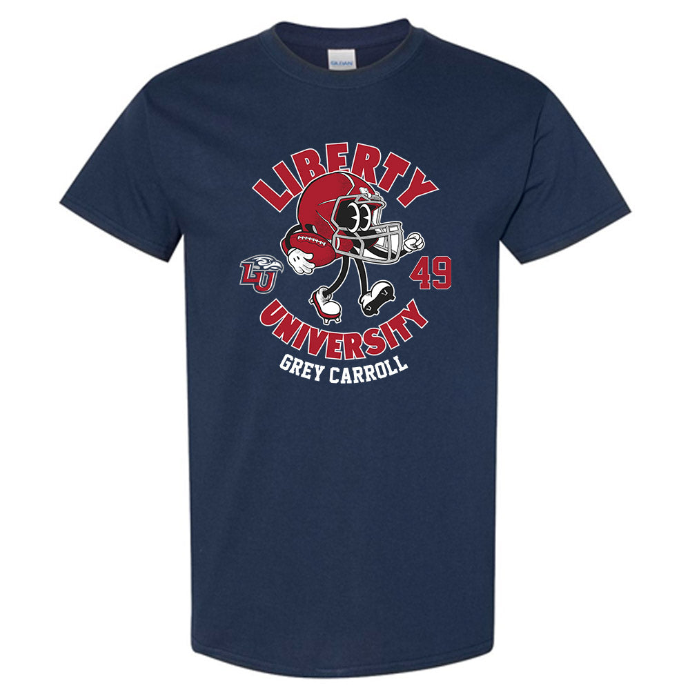Liberty - NCAA Football : Grey Carroll - Navy Fashion Short Sleeve T-Shirt