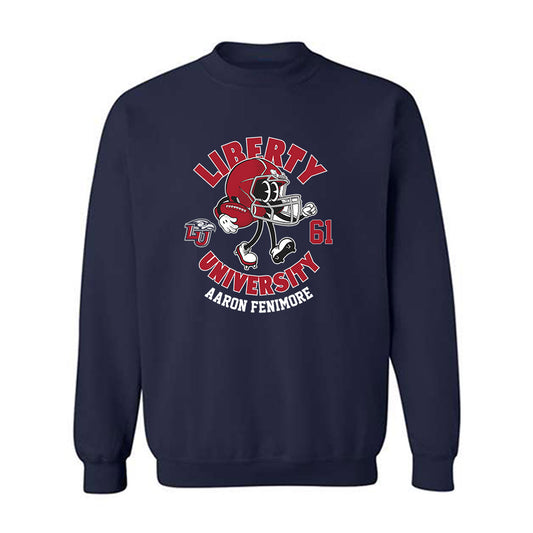 Liberty - NCAA Football : Aaron Fenimore - Navy Fashion Shersey Sweatshirt
