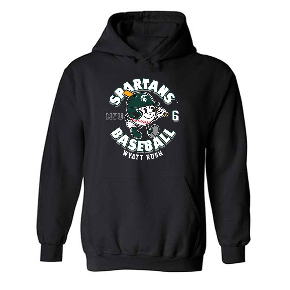 Michigan State - NCAA Baseball : Wyatt Rush - Hooded Sweatshirt Fashion Shersey