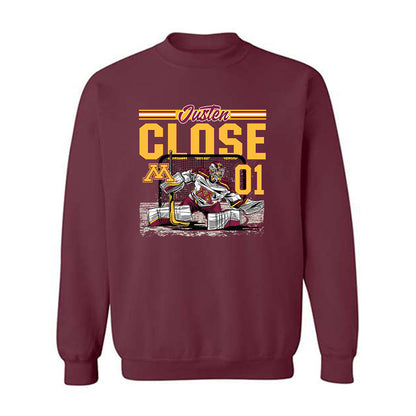 Minnesota - NCAA Men's Ice Hockey : Justen Close - Caricature Sweatshirt