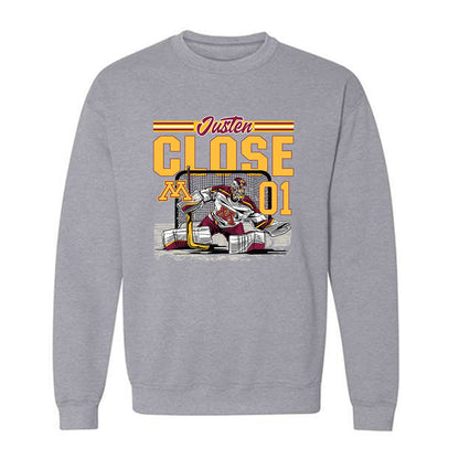 Minnesota - NCAA Men's Ice Hockey : Justen Close - Caricature Sweatshirt