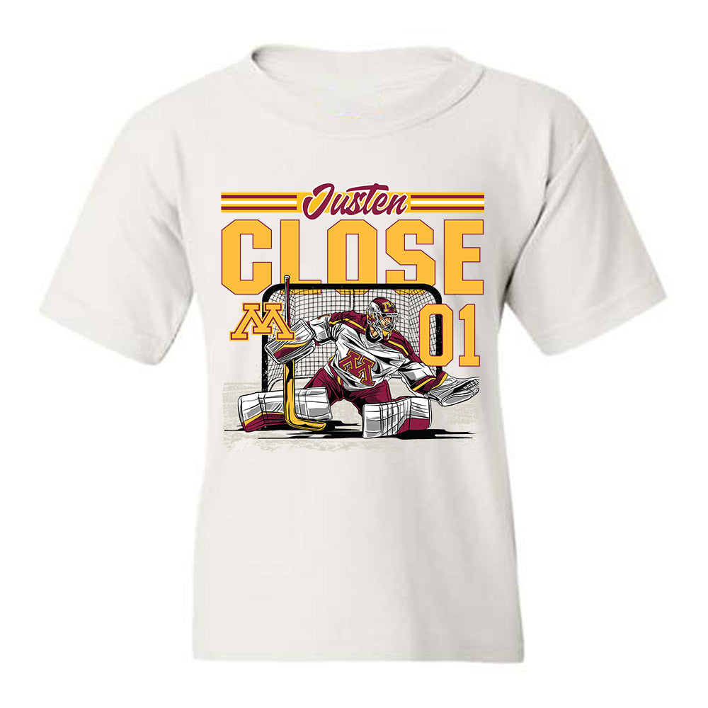 Minnesota - NCAA Men's Ice Hockey : Justen Close - Caricature Youth T-Shirt