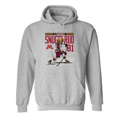 Minnesota - NCAA Men's Ice Hockey : Jimmy Snuggerud - Caricature Hooded Sweatshirt