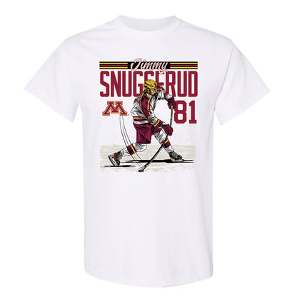 Minnesota - NCAA Men's Ice Hockey : Jimmy Snuggerud - Caricature Short Sleeve T-Shirt