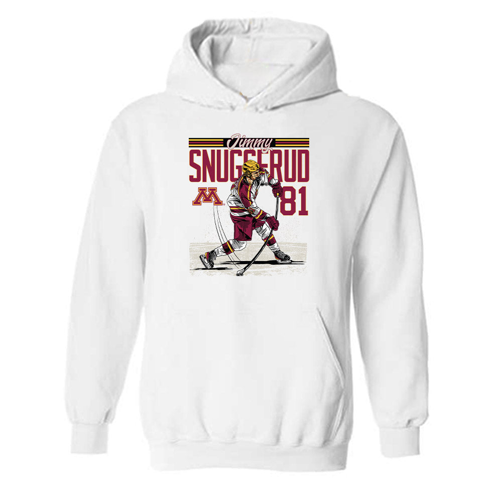 Minnesota - NCAA Men's Ice Hockey : Jimmy Snuggerud - Caricature Hooded Sweatshirt