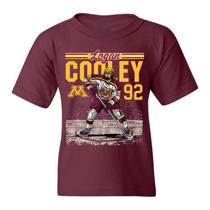 Minnesota - NCAA Men's Ice Hockey : Logan Cooley - Caricature Youth T-Shirt