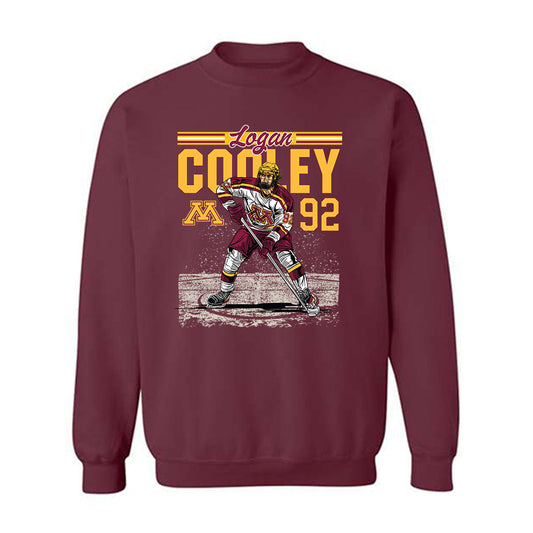 Minnesota - NCAA Men's Ice Hockey : Logan Cooley - Caricature Sweatshirt