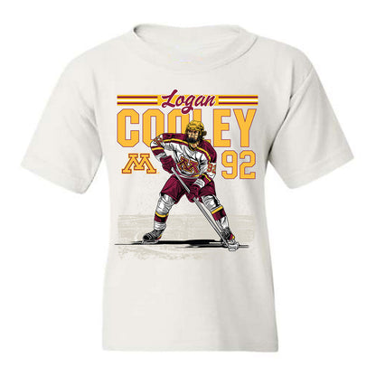 Minnesota - NCAA Men's Ice Hockey : Logan Cooley - Caricature Youth T-Shirt