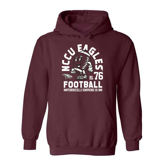 NCCU - NCAA Football : Torricelli Simpkins III - Maroon Fashion Shersey Hooded Sweatshirt
