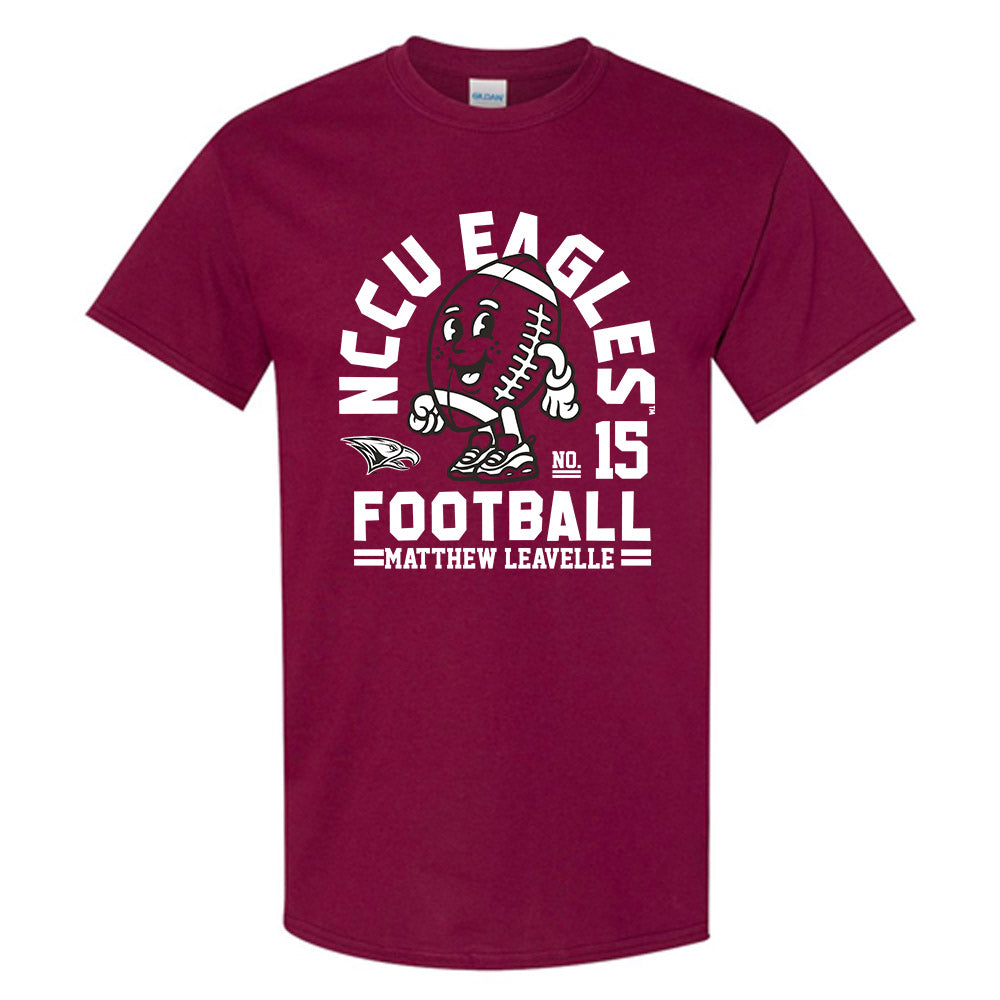 NCCU - NCAA Football : Matthew Leavelle - Maroon Fashion Shersey Short Sleeve T-Shirt