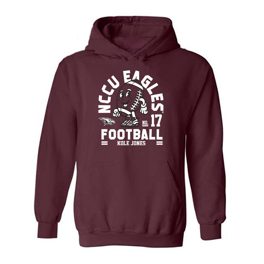 NCCU - NCAA Football : Kole Jones - Maroon Fashion Shersey Hooded Sweatshirt
