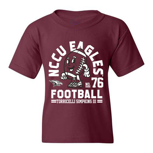 NCCU - NCAA Football : Torricelli Simpkins III - Maroon Fashion Shersey Youth T-Shirt
