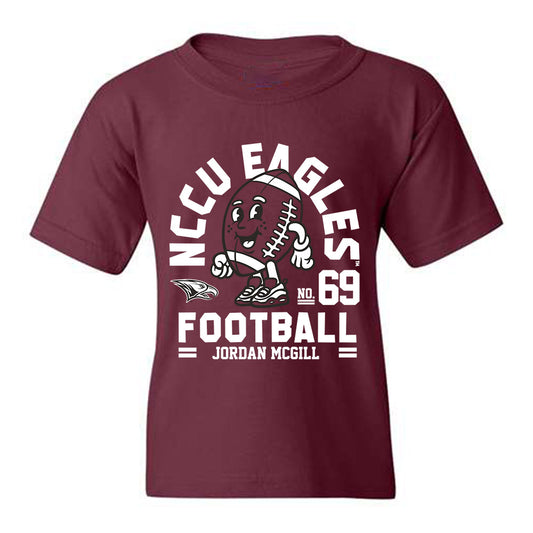 NCCU - NCAA Football : Jordan McGill - Maroon Fashion Shersey Youth T-Shirt