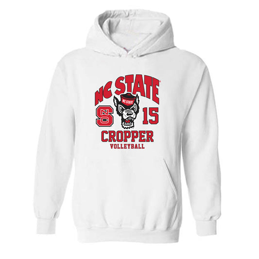 NC State - NCAA Women's Volleyball : Lily Cropper - White Fashion Shersey Hooded Sweatshirt