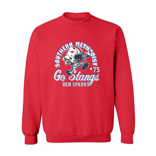 SMU - NCAA Football : Ben Sparks - Red Fashion Shersey Sweatshirt