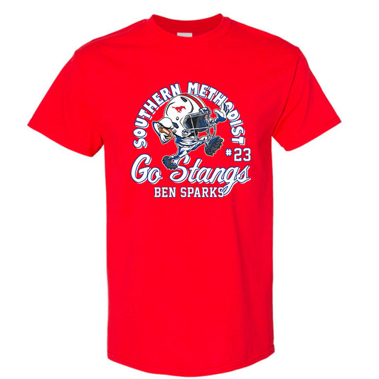 SMU - NCAA Football : Ben Sparks - Red Fashion Shersey Short Sleeve T-Shirt
