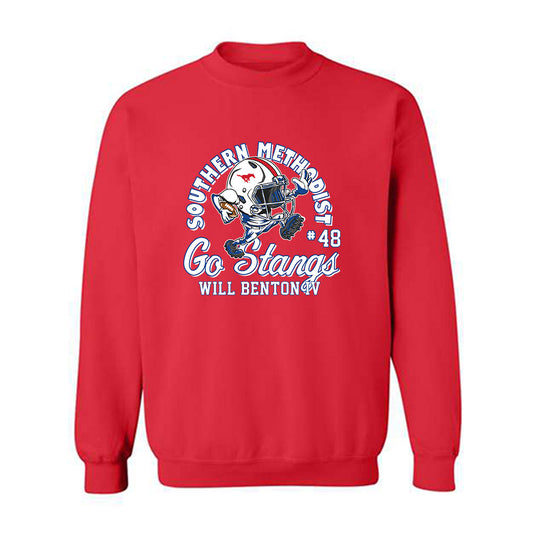 SMU - NCAA Football : Will Benton IV - Red Fashion Shersey Sweatshirt