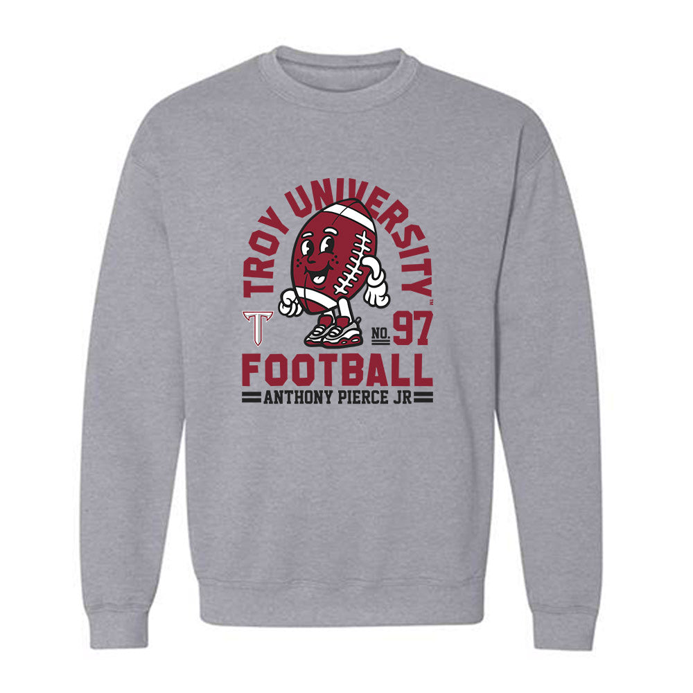 Troy - NCAA Football : Anthony Pierce Jr - Grey Fashion Sweatshirt