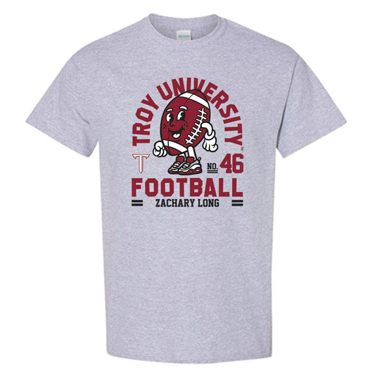 Troy - NCAA Football : Zachary Long - Grey Fashion Short Sleeve T-Shirt