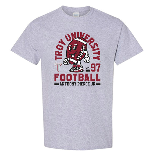 Troy - NCAA Football : Anthony Pierce Jr - Grey Fashion Short Sleeve T-Shirt