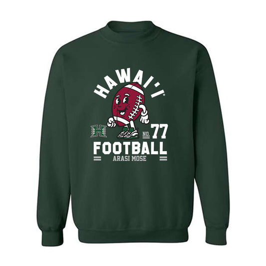 Hawaii - NCAA Football : Arasi Mose - Green Fashion Sweatshirt