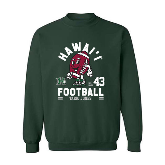 Hawaii - NCAA Football : Tariq Jones - Green Fashion Sweatshirt