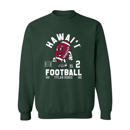 Hawaii - NCAA Football : Tylan Hines - Green Fashion Sweatshirt