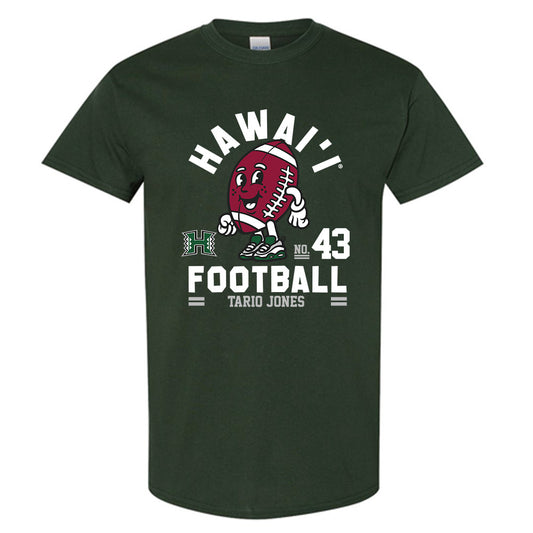 Hawaii - NCAA Football : Tariq Jones - Green Fashion Short Sleeve T-Shirt