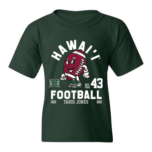 Hawaii - NCAA Football : Tariq Jones - Green Fashion Youth T-Shirt