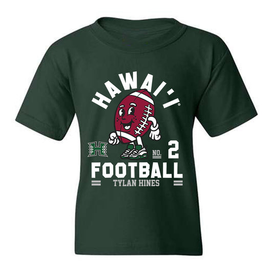 Hawaii - NCAA Football : Tylan Hines - Green Fashion Youth T-Shirt